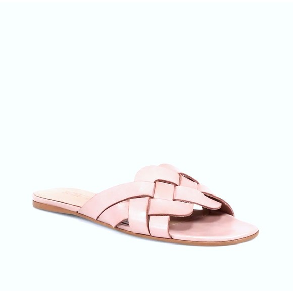 SCHUTZ Tari Woven Leather Slide Sweet Rose women's slip on Sandal Size 7 B - Picture 1 of 8